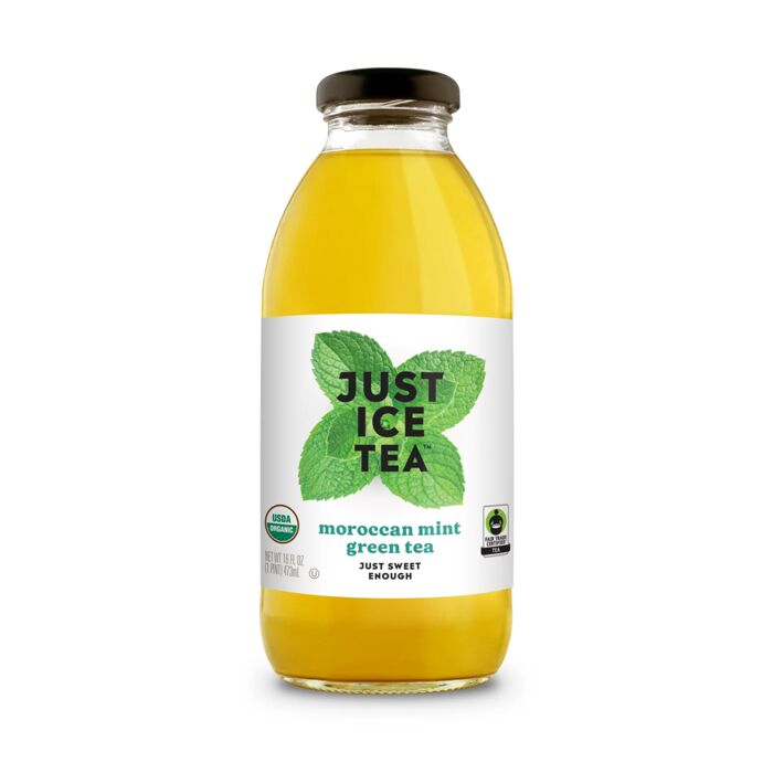 Just Ice Tea - Moroccan Mint Green Tea (Just Sweet Enough) - 16 oz (12 Glass Bottles)
